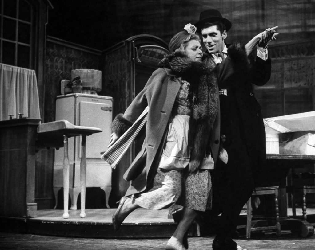 Lillian Roth and Elliott Gould in scene from Broadway musical "I Can Get It for You Wholesale."