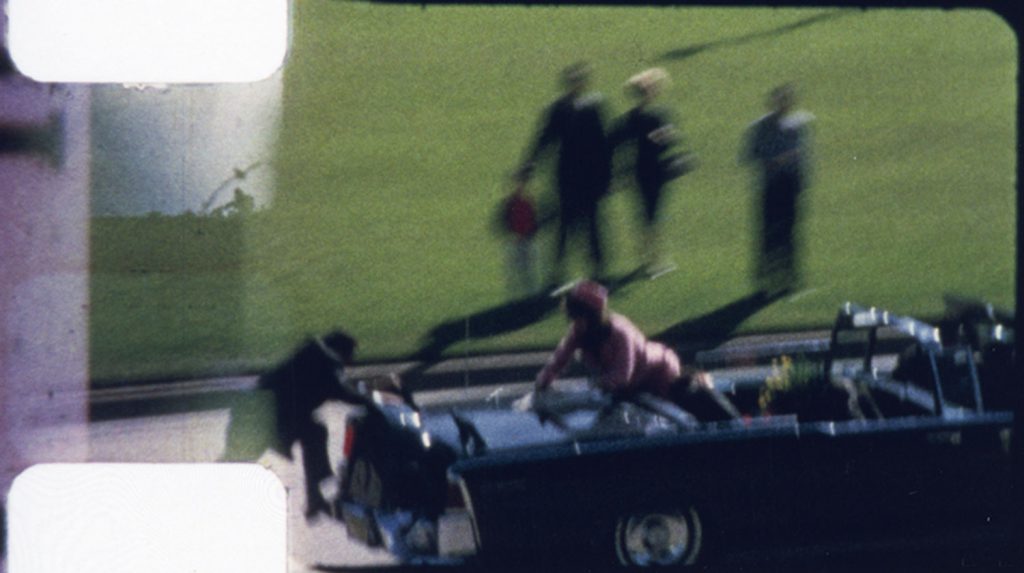 Film still from Abraham Zapruder's home movie of JFK's assassination in Dallas, Nov. 22, 1963.